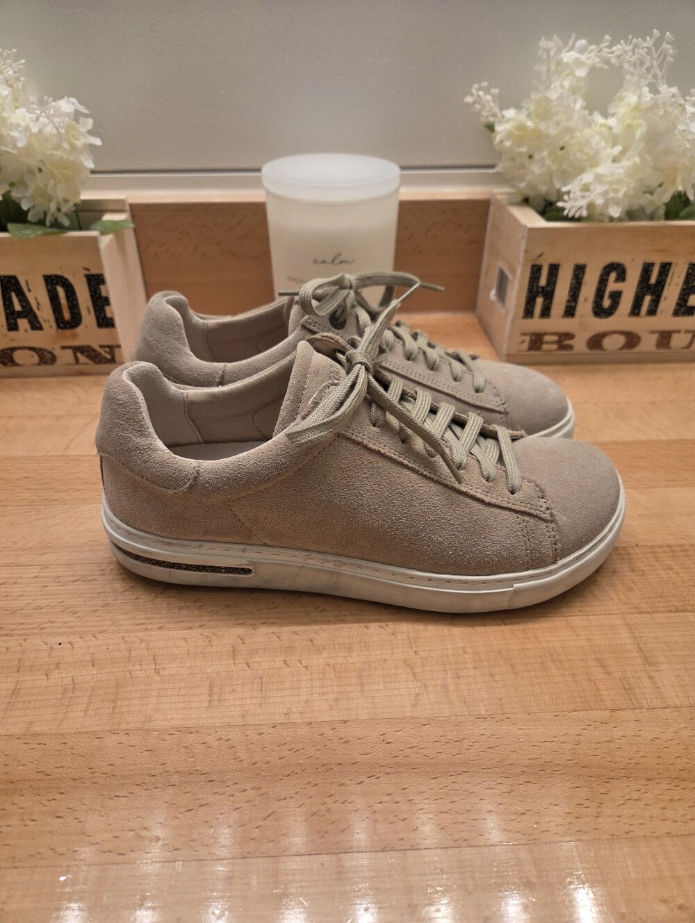 Birkenstock Bend Low Sneakers Taupe Suede Leather Womens Size EU 38